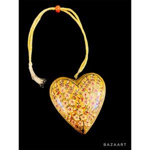 Gold Russian Lacquer Heart With Hand Painted Floral Design Valentines Day